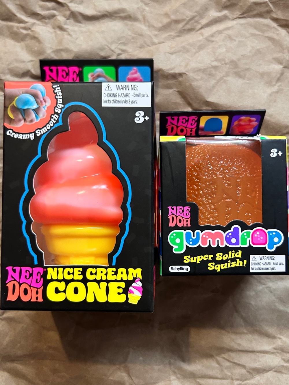 Rare, Authentic, New & Factory Sealed - Orange Gumdrop & Nice Cream Cone NeeDoh